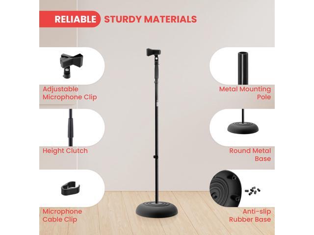 Pyle Adjustable Height Microphone Stand, 36.2' - 63.7 Inches Universal Mic Holder, Compact Design, Sturdy and Lightweight, Ideal for Studio and...