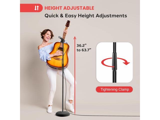 Pyle Adjustable Height Microphone Stand, 36.2' - 63.7 Inches Universal Mic Holder, Compact Design, Sturdy and Lightweight, Ideal for Studio and...