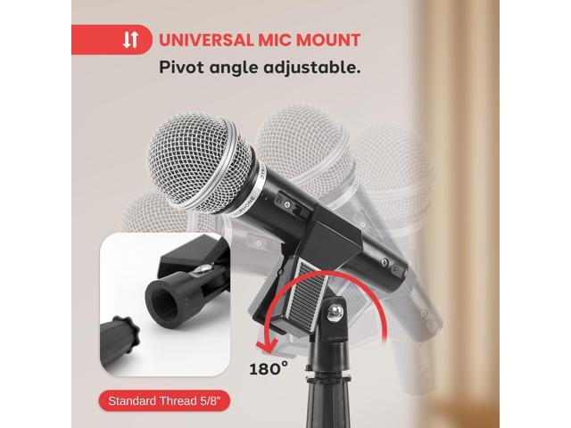 Pyle Adjustable Height Microphone Stand, 36.2' - 63.7 Inches Universal Mic Holder, Compact Design, Sturdy and Lightweight, Ideal for Studio and...