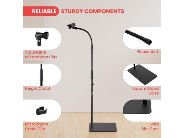 Pyle Square Base Gooseneck Microphone Stand with Mic Clip - Heavy Duty, Height Adjustable, 49.20' to 76.38, Solid Die-Cast Base, Studio & Concert...