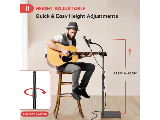 Pyle Square Base Gooseneck Microphone Stand with Mic Clip - Heavy Duty, Height Adjustable, 49.20' to 76.38, Solid Die-Cast Base, Studio & Concert...