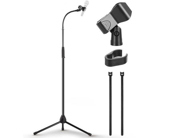 Pyle Tripod Mic Stand, Adjustable Gooseneck Microphone Stand, Sturdy Build, Non-Slip Rubber Feet, Folds Flat for Compact Storage, Includes Mic Clip...