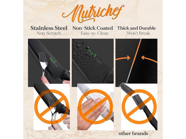 NutriChef 17-Piece Kitchen Knife Set - Stainless Steel Precision Crafted Knives w/Acrylic Block Stand - Includes 6 Steak Knives, 7 Multi-Use...