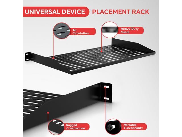 Pyle 19-Inch 1U Server Rack Shelf - 4 pcs. Vented Metal Shelves for Optimal Airflow, Wall or Rack MountableSupports up to 110 lbs, 17 x 10 Shelf...