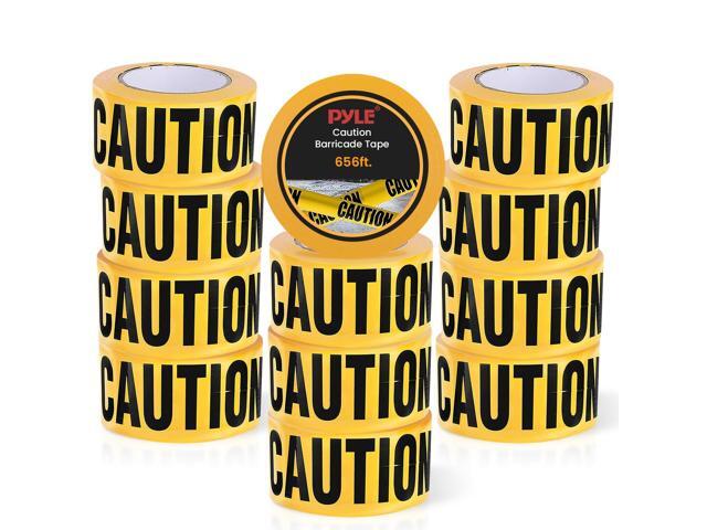 Pyle 12 Pieces Yellow Caution Tape Set - 656 Foot Long Tape Roll Suitable for a Wide Range of Applications, Including Roadworks, Events, and...