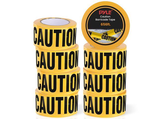 Pyle 8 Pieces Yellow Caution Tape Set - 656 Foot Long Tape Roll Suitable for a Wide Range of Applications, Including Roadworks, Events, and...
