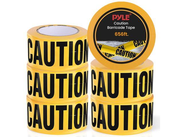 Pyle 6 Pieces Yellow Caution Tape Set - 656 Foot Long Tape Roll Suitable for a Wide Range of Applications, Including Roadworks, Events, and...