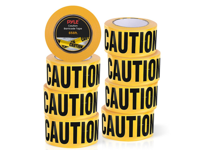 Pyle Caution Tape Yellow, Caution Do Not Enter 200 Meter Roll of Non-Adhesive Safety Barricade Warning Tape, Highly Durable & Visible for...