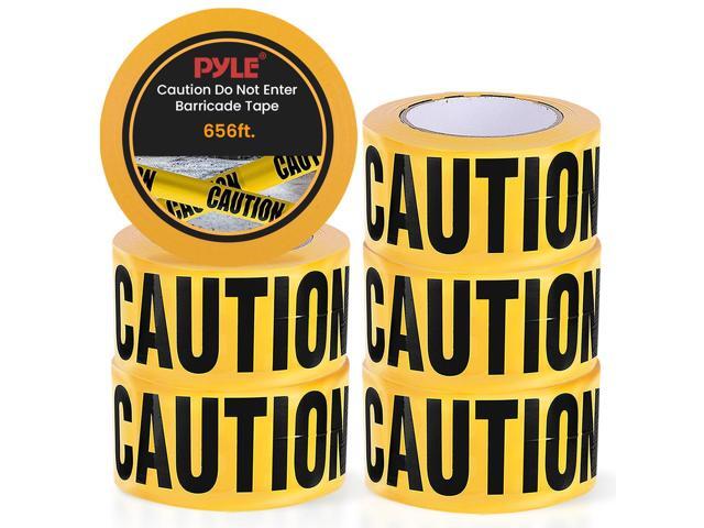 Pyle 6 Pieces Yellow Caution Do Not Enter Tape Set - 656 Foot Long Tape Roll Suitable for a Wide Range of Applications, Including Roadworks,...