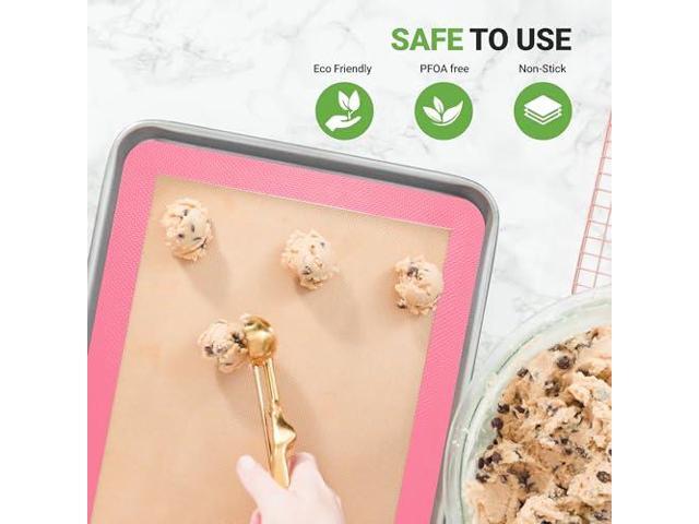 Nutrichef Silicone Baking Mats - 2 Non-stick Food-Grade Reusable Silicone Mats - Perfect for Half Baking Pans 16.5 x 11.6 IN - Oven-Safe Up to 480...