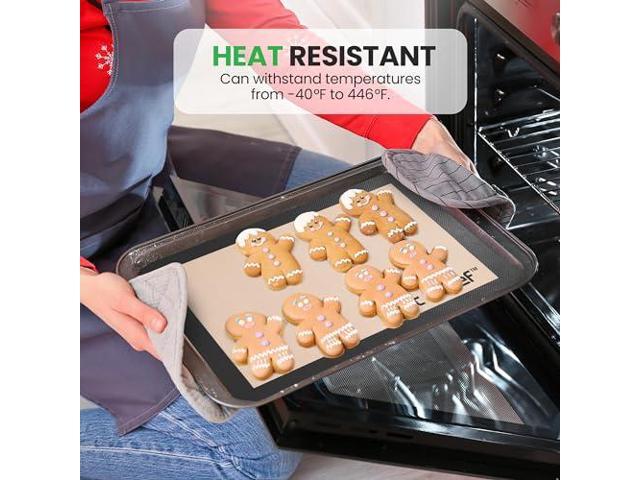 Nutrichef Silicone Baking Mats - 2 Non-stick Food-Grade Reusable Silicone Mats - Perfect for Half Baking Pans 16.5 x 11.6 IN - Oven-Safe Up to 480...