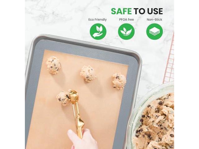 Nutrichef Silicone Baking Mats - 2 Non-stick Food-Grade Silicone Mats - Perfect for Full Baking Pans 24.4 x 16.5 IN - Oven-safe Up to 480 Degrees F...