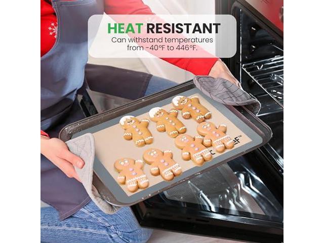 Nutrichef Silicone Baking Mats - 2 Non-stick Food-Grade Silicone Mats - Perfect for Full Baking Pans 24.4 x 16.5 IN - Oven-safe Up to 480 Degrees F...