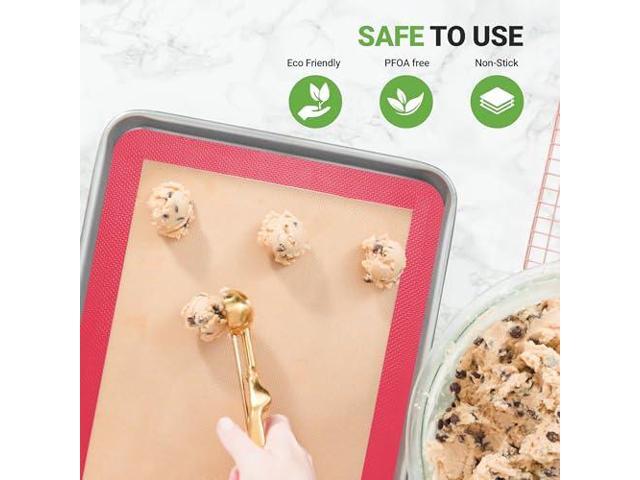 Nutrichef Silicone Baking Mats - 2 Non-stick Food-Grade Silicone Mats - Perfect for Full Baking Pans 24.4 x 16.5 IN - Oven-safe Up to 480 Degrees F...