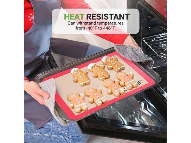 Nutrichef Silicone Baking Mats - 2 Non-stick Food-Grade Silicone Mats - Perfect for Full Baking Pans 24.4 x 16.5 IN - Oven-safe Up to 480 Degrees F...