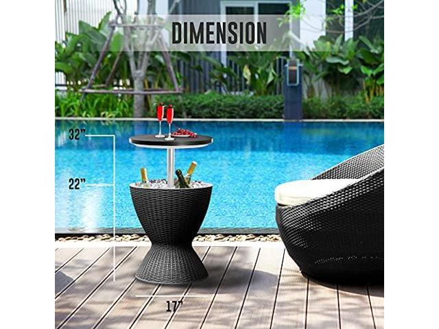 SereneLife Outdoor Cool Bar Table, 7.5 Gallon Beer and Wine Cooler, Patio Furniture & Hot Tub Side Table, Beverage Cooler, All-Weather Resistant...