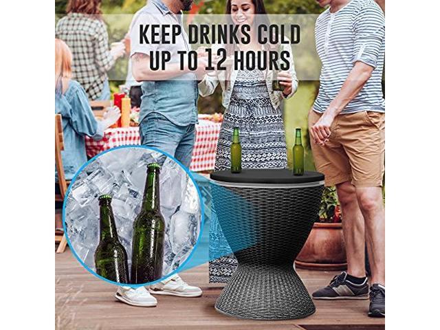 SereneLife Outdoor Cool Bar Table, 7.5 Gallon Beer and Wine Cooler, Patio Furniture & Hot Tub Side Table, Beverage Cooler, All-Weather Resistant...