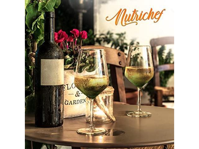 NutriChef Stemmed Wine Glasses Set of 2, 22oz Crystal Clear Red or White Wine Glass, Lead-Free & Dishwasher Safe Glasses for Wine, Drink, Water,...