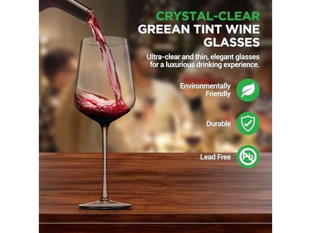 NutriChef Stemmed Wine Glasses Set of 2, 22oz Crystal Clear Red or White Wine Glass, Lead-Free & Dishwasher Safe Glasses for Wine, Drink, Water,...