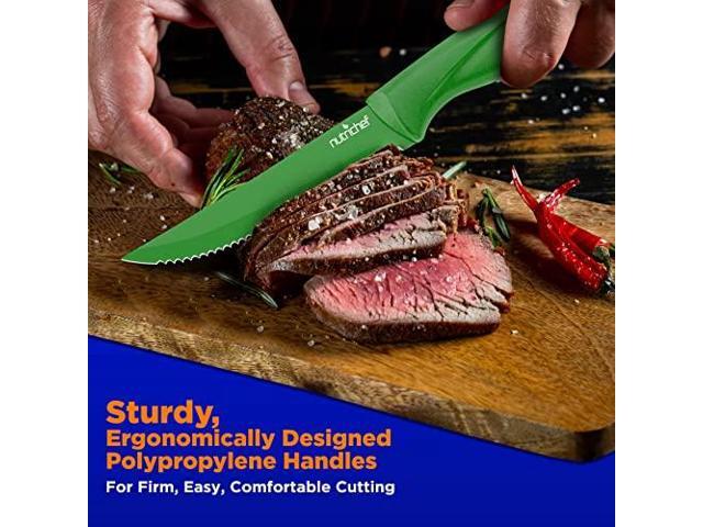 8 Piece Kitchen Knife Set - Multi-purpose Unbreakable Ergonomic Non-stick Stainless Steel Kitchen Steak Knives Set with Fully Serrated Blades -...