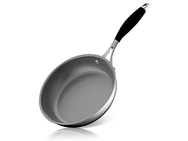 NutriChef 8'' Small Fry Pan - PFOA/PFOS Free Stainless Steel Stain-Resistant Frying Pan Kitchen Cookware w/Durable Ceramic Non-Stick Coating,...