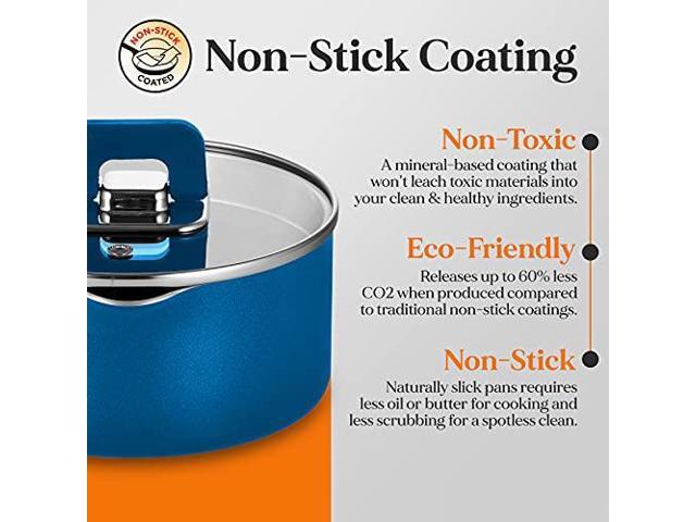 NutriChef Saucepan Pot with Lid-Non-Stick Stylish Kitchen Cookware with Foldable Knob, 3.1 Quart, Works with Model: NCCWSTKBUL (Blue), One Size