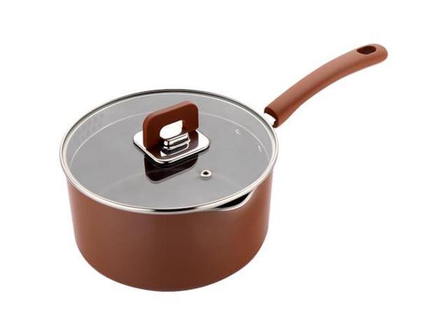 NutriChef 3.1Qt Saucepan With Lid - Non-Stick Stylish Kitchen Cookware with Foldable Knob, Works with Model: NCCWSTKBR (Brown)