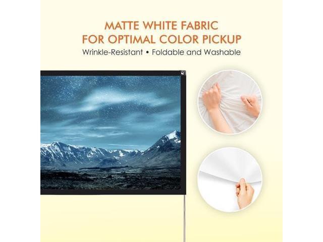 pyle projector screen with stand - 80' 16:9 hd 4k portable lightweight freestanding foldable indoor outdoor movie projection display with frame for...
