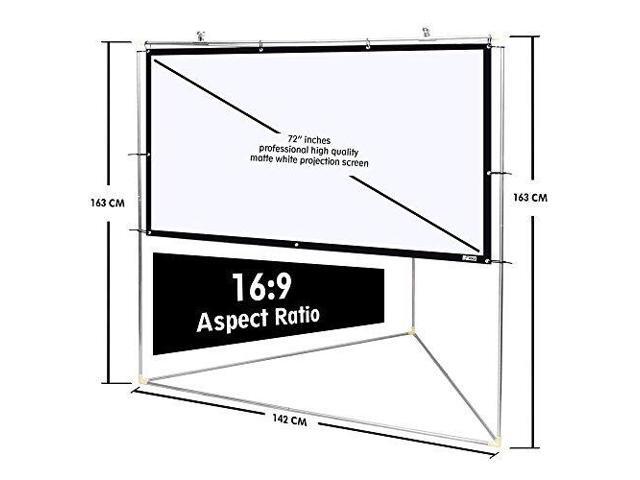 Pyle 72' Outdoor Portable Matt White Theater TV Projector Screen w/ Triangle Stand - 72 inch, 16:9, 1.15 Gain Full HD Projection for Movie / Cinema...