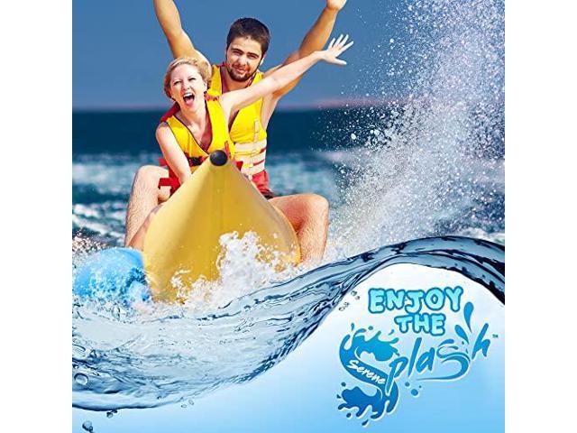 SereneLife Inflatable Floating Banana Boat, Towable Tube for Boating, Includes Storage Bag, Food Pump, and Repair Kit for 2-6 seaters