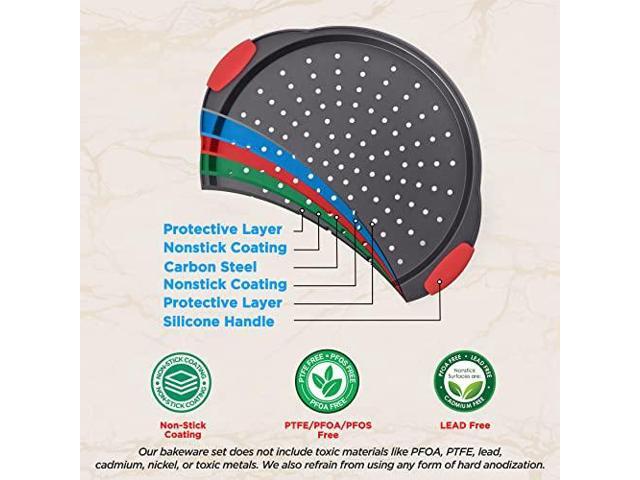 NutriChef 13-Inch Nonstick Pizza Tray - Round Carbon Steel Non-Stick Pizza Baking Pan with Perforated Holes, Premium Bakeware Pizza Screen with...