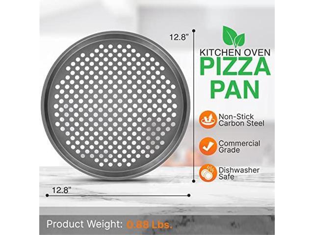 NutriChef 12.8 Inch Nonstick Pizza Pan for Oven - Carbon Steel Pizza Baking Tray with Airflow Holes - Premium Bakeware for Fresh & Frozen Pizza,...