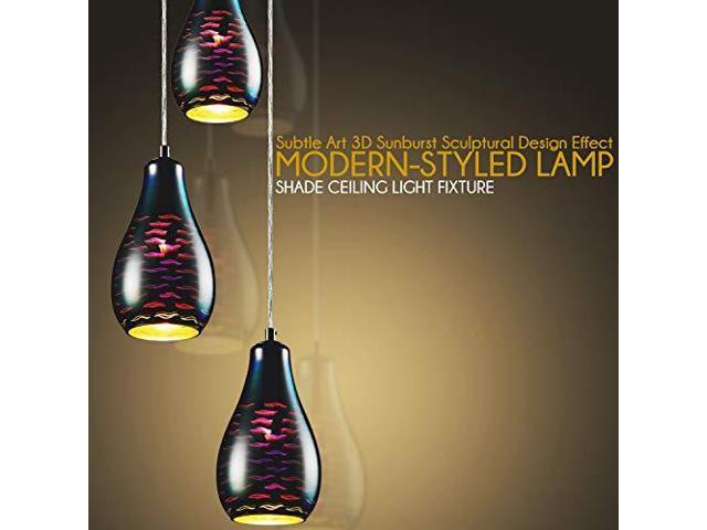 MAXvolador Home Pendant Hanging Lighting Fixture-Triple Lamp Ceiling Light with 3 5.1x8.7-Sphere Shaped Dome Globes, Sculpted Glass Accent-SLLMP37