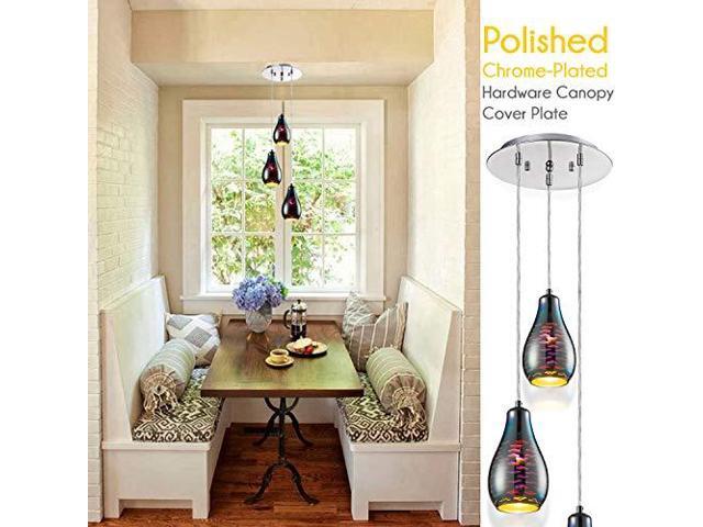 MAXvolador Home Pendant Hanging Lighting Fixture-Triple Lamp Ceiling Light with 3 5.1x8.7-Sphere Shaped Dome Globes, Sculpted Glass Accent-SLLMP37