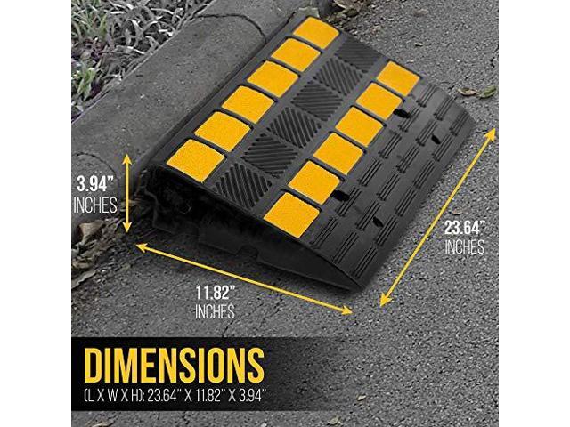 PYLE Car Vehicle Curbside Driveway Ramp-2PC Heavy Duty Rubber Threshold Bridge Track Curb Ramp, For Loading Dock, Garage, Sidewalk, Truck, Scooter,...