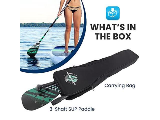 SereneLife Adjustable SUP Paddle - Adjustable 3-Piece Mix Carbonfiber Paddle, Lightweight & Comfortable to Use, Includes Carrying Bag w/ Zip and...