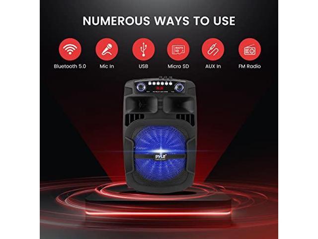 Pyle Portable Bluetooth PA Speaker System - 800W 12 Inch Outdoor Speaker with Built-In Party Lights - USB/SD Card Reader, FM Radio, Extendable...