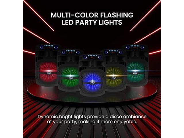 Pyle Portable Bluetooth PA Speaker System - 800W 12 Inch Outdoor Speaker with Built-In Party Lights - USB/SD Card Reader, FM Radio, Extendable...