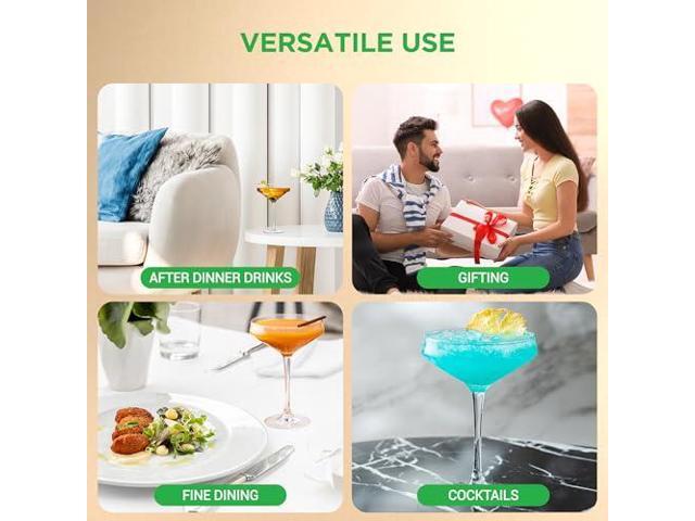 NutriChef 10oz Martini Glasses Set of 6, Elegant Cocktail Glasses for Martini, Cosmopolitan, and Mixed Drinks, Durable and Stylish Glassware for...