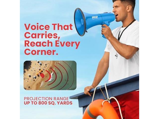 Pyle 40W Megaphone Siren Bullhorn Speaker, Portable and Lightweight Automatic Bullhorn for Indoor and Outdoor Use, 800 Square Yards Projection...