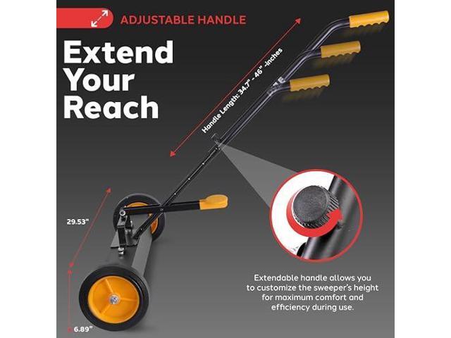 Pyle 24 Rolling Magnetic Sweeper with Adjustable Handle - Strong and Durable Metal Construction, Heavy-Duty Cleaning, Metal Pickup for Industrial...