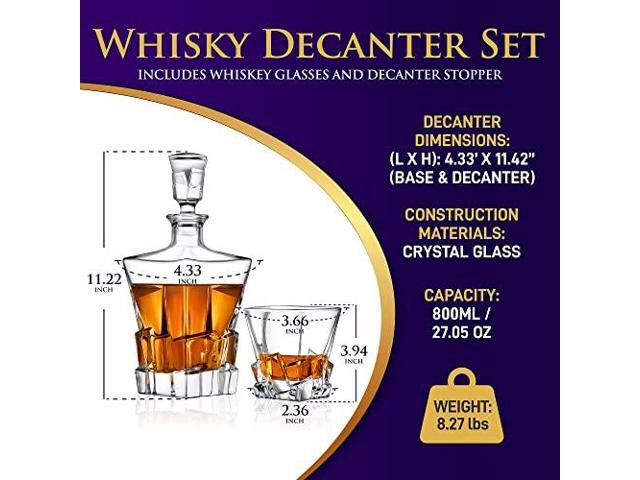 NutriChef Home Bar Whiskey Decanter Set, Glass Decanter with Four 800ml Whiskey Glasses, Elegantly Styled with Real Crystal for Maximum Flavor and...