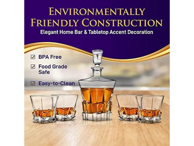 NutriChef Home Bar Whiskey Decanter Set, Glass Decanter with Four 800ml Whiskey Glasses, Elegantly Styled with Real Crystal for Maximum Flavor and...