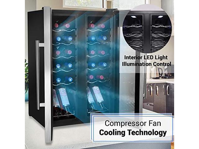 24 Bottle Wine Cooler Refrigerator - White Red Wine Fridge Chiller Countertop Wine Cooler - Freestanding Compact Mini Wine Fridge 24 Bottle...