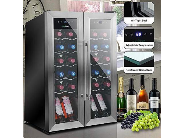 24 Bottle Wine Cooler Refrigerator - White Red Wine Fridge Chiller Countertop Wine Cooler - Freestanding Compact Mini Wine Fridge 24 Bottle...