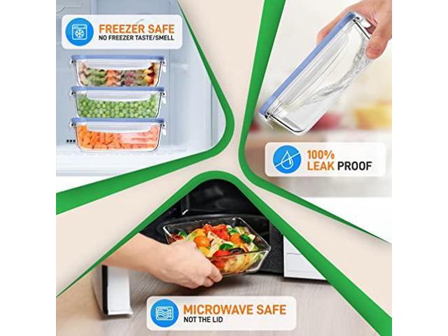 NutriChef 10-Piece Superior Glass Food Storage Containers Set (5 Containers + 5 Locking Lids),Stackable Meal-prep Design, BPA-free Airtight Clear...