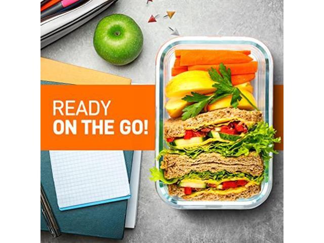 NutriChef 10-Piece Superior Glass Food Storage Containers Set (5 Containers + 5 Locking Lids),Stackable Meal-prep Design, BPA-free Airtight Clear...