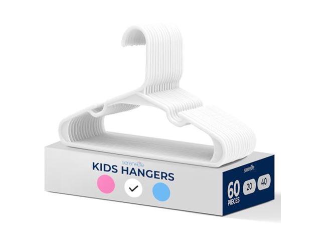 SereneLife 60 Pack Plastic Kids Hangers Non-Slip Baby Hangers for Closet, Space-Saving Thin Design for Organizing Clothes, Infant, Toddler, and...
