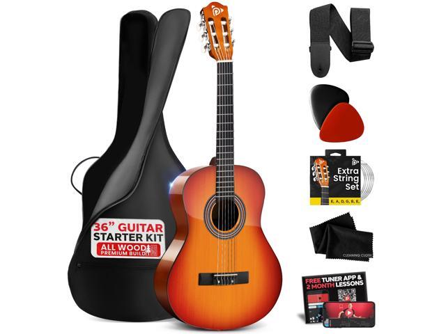 Pyle Beginner Acoustic Guitar Kit, 3/4 Junior Size All Wood Instrument with Full Accessory Kit, Picks, Shoulder Strap, Carry Case, Cleaning Cloth,...