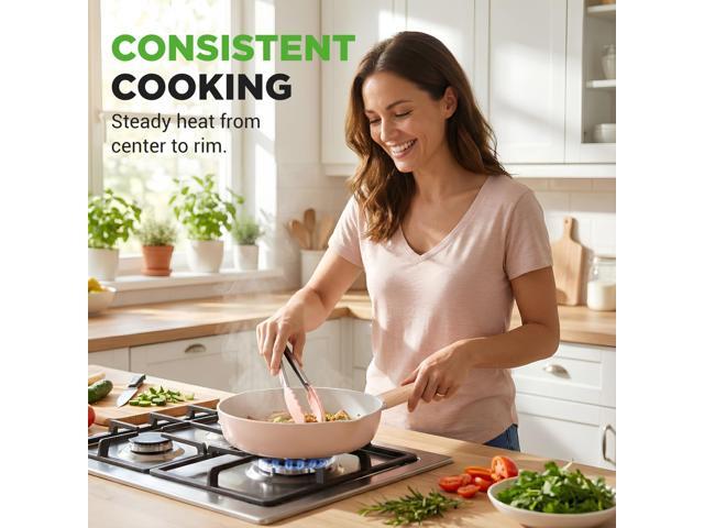 NutriChef Ceramic Cookware Set with Cooking Utensils - 14-Piece Nonstick Cookware Set with Glass Lids, Compatible with All Cooktops, Heat-Resistant...
